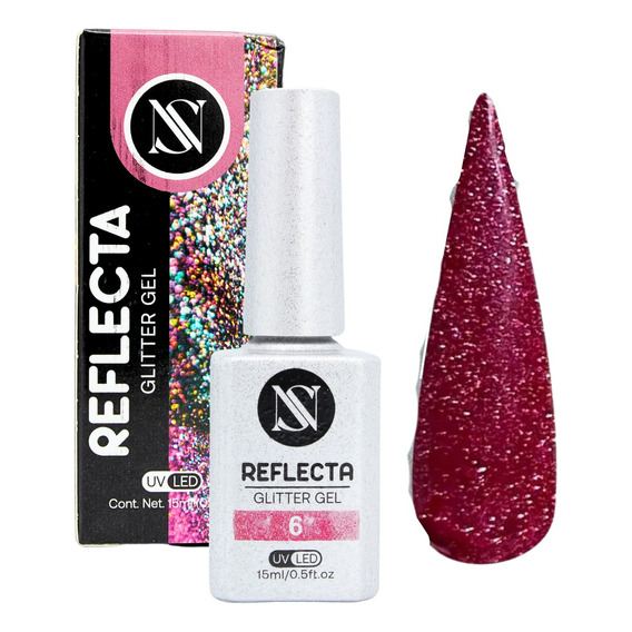 Reflecta Glitter Gel Para Uñas, Elige Color. Studio Nails Color Cereza No. 6