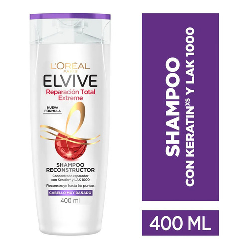 Shampoo Elvive Reparación Total Extreme Keratin Xs - 400ml