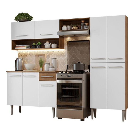 Armario De Cocina Compacta 229cm Emilly Pop Madesa 02 Color Blanco/Marrón