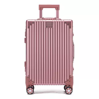 Valija Carry On Bodega De Aluminio T-onebag Candato Tsa Ruedas 360 Grados Color Rosa