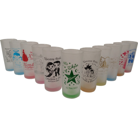 Vaso Personalizado Bautizo Fondo De Color Satinado Paqt 60pz