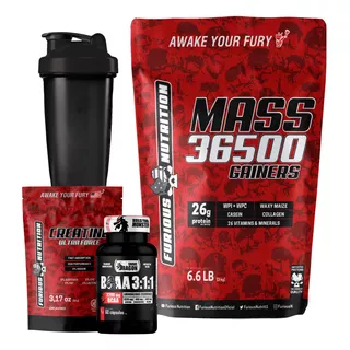 Hipercalórico Mass 3kg + Bcaa Importado + Creatina + Shaker