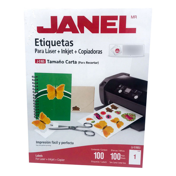 Etiquetas Janel Tamaño Carta(j-5165) 100hojas X100 Etiquetas