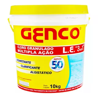 Cloro Granulado 3 Em 1 Piscina Balde 10 Kg Genco