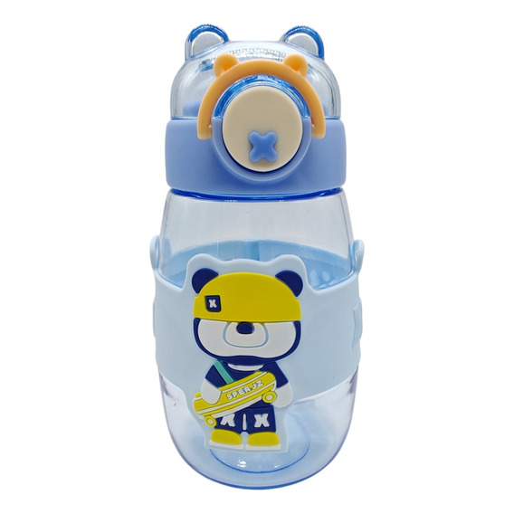 Vaso Botella Infantil C/sorbete Y Tapa Varios Diseños 600cc