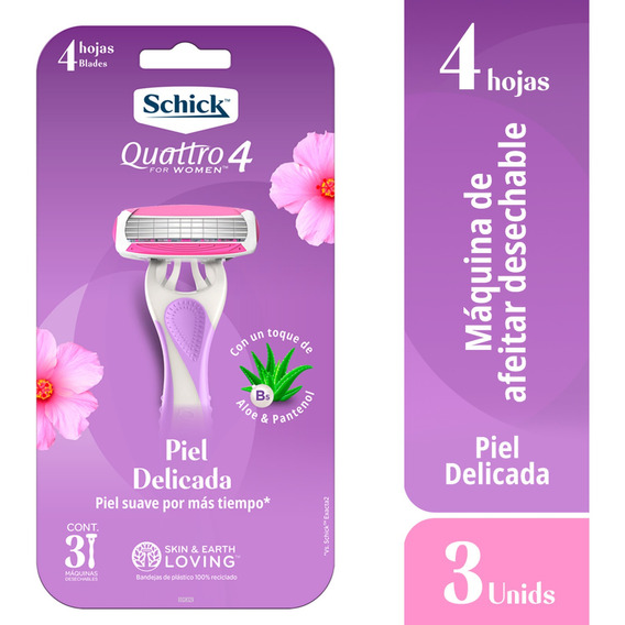 Schick Quattro4 Mujer Piel Sensible Maquina De Afeitar X3und