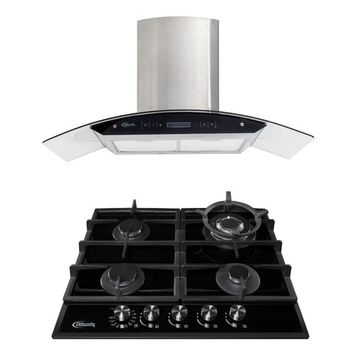 Combo Cocina Empotrable Aosta 60 + Campana Venezia Ix Color Negro