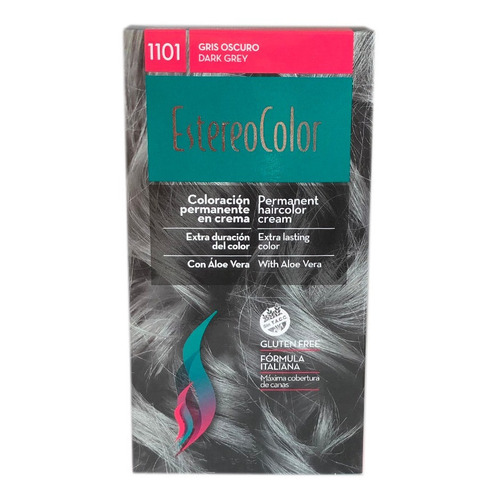 Kit Kit colorante EstereoColor  Tintura Permanente Tintura Stereo Color KIT tono 1101 gris oscuro para cabello