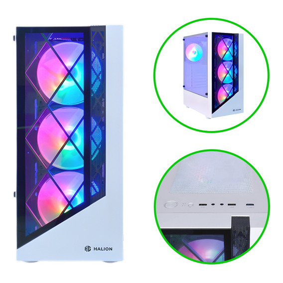 Case Gamer Halion Dragon Cr15 Blanco 500w 4x12 Rainbow