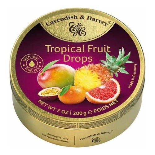 Nueva! Lata Caramelos Tropical Fruit Cavendish & Harvey 200g