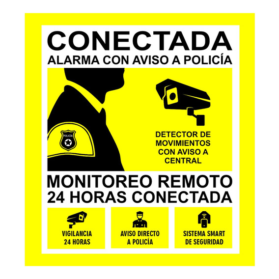 Cartel Alarma Disuasorio Camaras Seguridad Filmando Policía