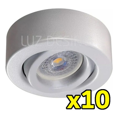 Pack X 10 Spot Plafon Blanco Movil Aplicar Luz Desing
