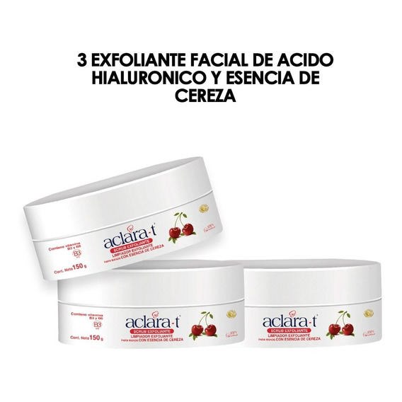 3 Exfoliante Facial De Acido Hialuronico Y Esencia De Cereza