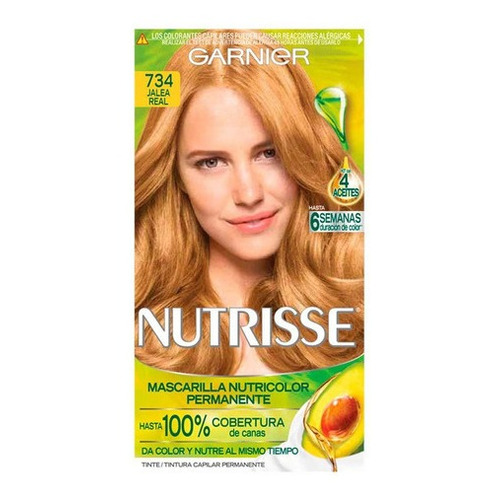 Kit Tinte Garnier  Nutrisse regular clasico Mascarilla nutricolor permanente tono 734 jalea real para cabello