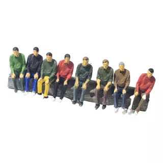 7 Personas Sentadas Ho 1/87 Figuras Para Vagones Pintadas