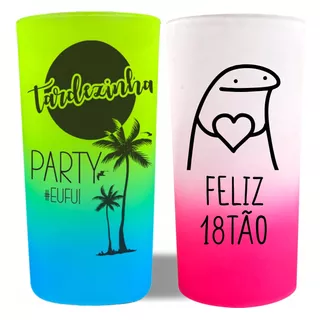 50 Copos Tardezinha Sunset Personalizados Long Neon 320ml