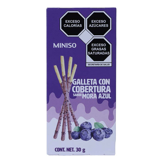 Miniso Palitos De Galleta Cubiertos Con Crema De Mora Azul