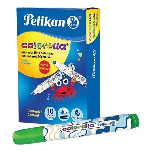 Marcador Grueso Lavable Pelikan Colorella Caja Con 10 Piezas Color Verde Claro