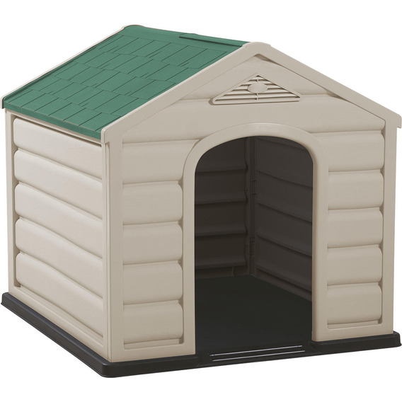 Casa Para Perro Pequeña Ubq Taupe De Techo Verde