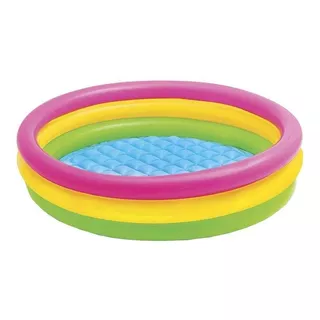 Piscina Inflable Redondo Intex 57412 131l Rosa Y Amarilla Y Verde