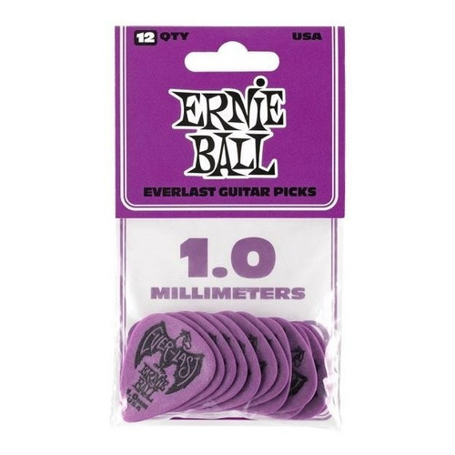 Ernie Ball 9193 Pack Puas Plumillas Everlast 1 Mm 12 Puas Color Morado