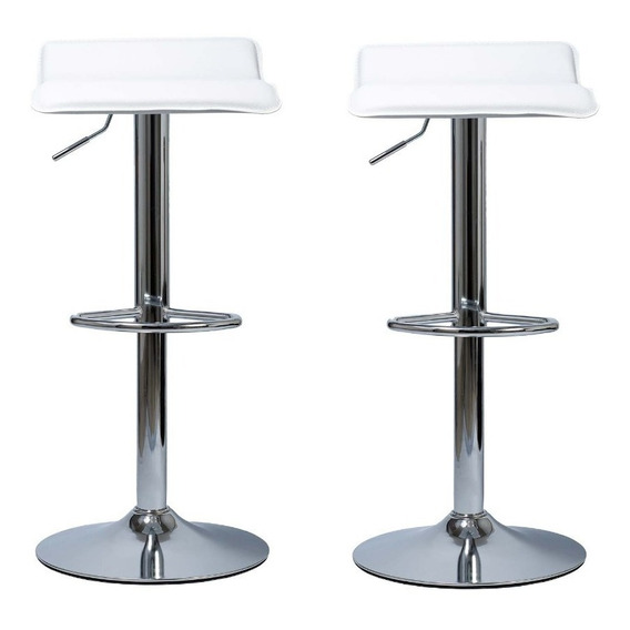 Silla Bar Taburete Banqueta Premium Banco Desayunador X2 Acabado de la estructura Cromado Color Blanco