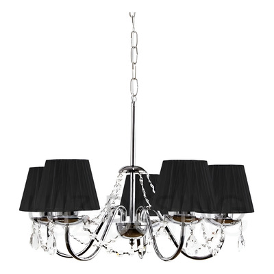 Araña Colgante 5 Luces London Negra Cairel Pantalla Organza  Negro