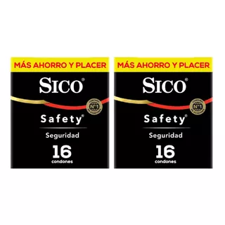 Condones Sico Safety Seguridad Látex Lubricados 32 Unidades