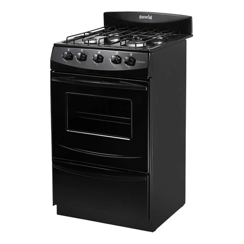 Cocina Escorial Candor S2 a Gas Natural 4 hornallas  negra puerta con visor