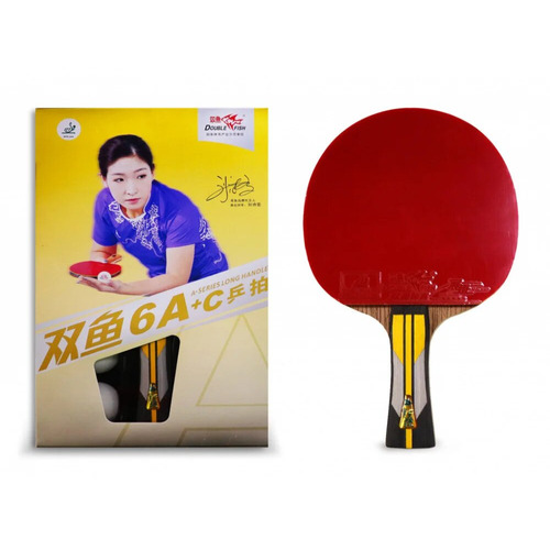 Paleta Ping Pong 6a-c Double Fish Tennis Mesa +pelota+funda Color Rojo/negro Tipo De Mango Fl (cóncavo)