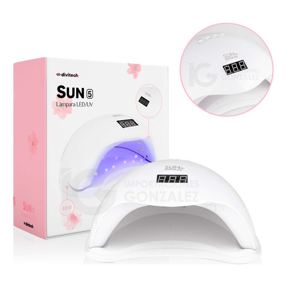 Lámpara De Uñas Sun 5 Profesional 48w Led Uv Digital Gelish Color Blanco Div