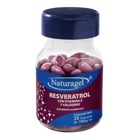 Resveratrol Con Vitamina E Y Colágeno 30 Cápsulas Naturagel Sabor Sin Sabor