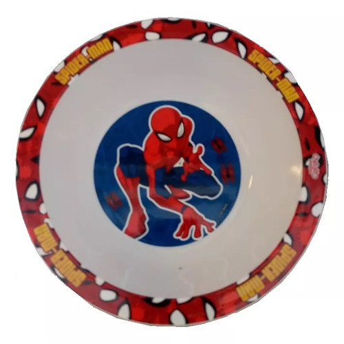 Plato Hondo Bowl Plástico Infantil Cresko Spiderman Marvel Color Rojo Liso