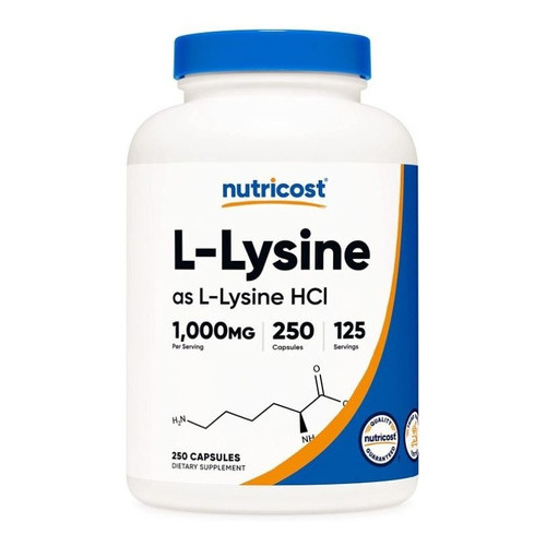 L-lisina Nutricost L-lysine 250 Tabs 1,000mg Aminoacido Esen Sabor Neutro