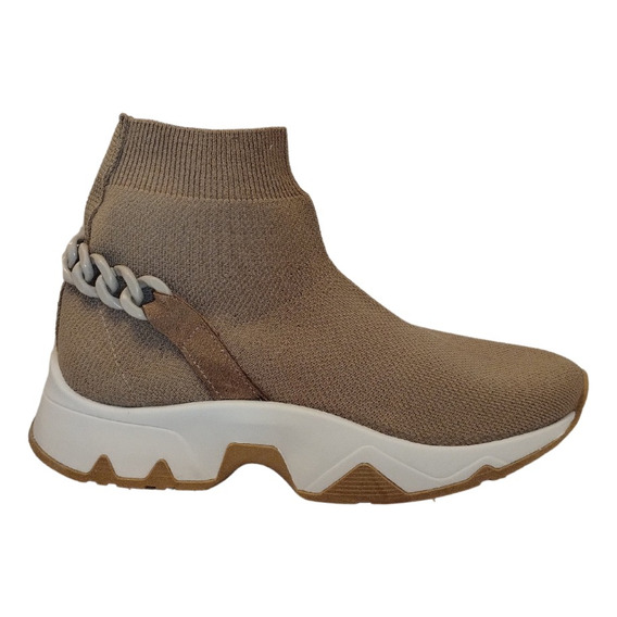 Zapatilla Mujer Tela Elastizada Mujer Emily Beige Moda Urban