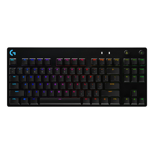 Teclado gamer Logitech G Pro Series G Pro QWERTY GX Blue Clicky inglés US color negro con luz RGB