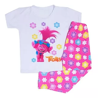 Pijama Manga Corta Moda Infantil Trolls