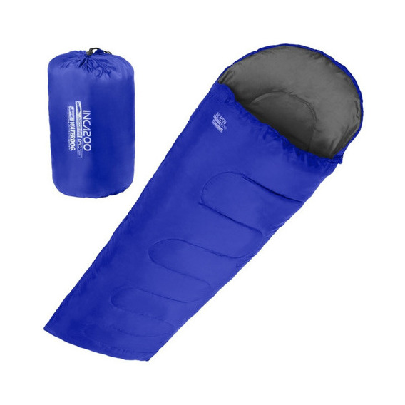 Bolsa De Dormir Waterdog Inca 200 Capucha 0º Camping Color Azul