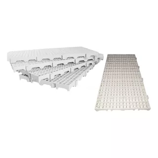 Kit 4 Peças Pallet Estrado Plástico Deck 2,5 X 25x50 Branco 