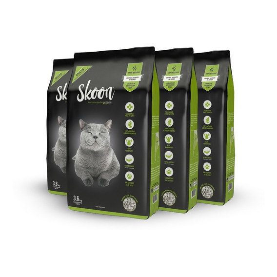 Skoon® 4 Pack:arena De Gato Premium Con Tecnología Diatomax®