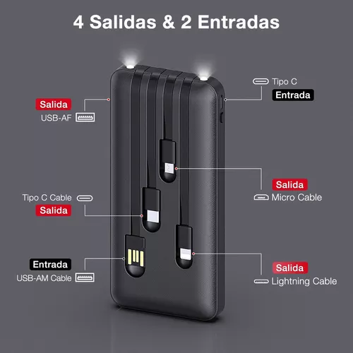 Power Bank Batería Portátil 20000mah 2.1A Carga Bateria Portatil con 2  Puertos con Pantalla LED Pila Cargador Externa Compatible para IP Samsung  Xiaomi, con un Cable Micro USB 20CM 1hora GAR117