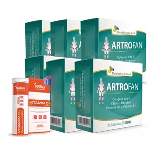 6x Artrofan Colágeno Tipo 2 500mg 30 Cápsulas + 1 Vitamim C+