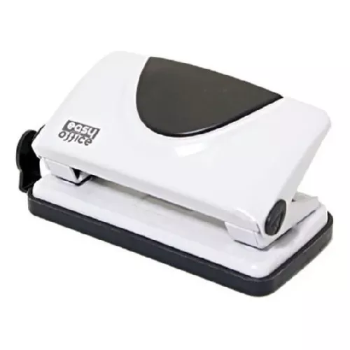 Perforadora de papel con 2 orificios para taladro de oficina de metal de 12  V, fácil de usar, color blanco