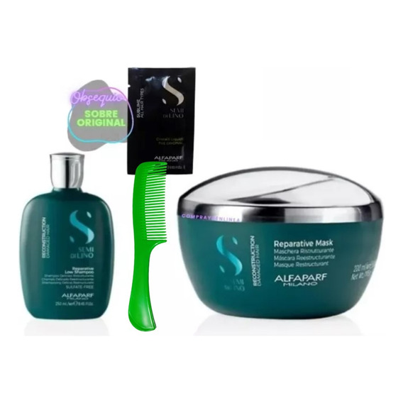 Kit Alfaparf Semi Di Lino Shampoo + Reparative Mask