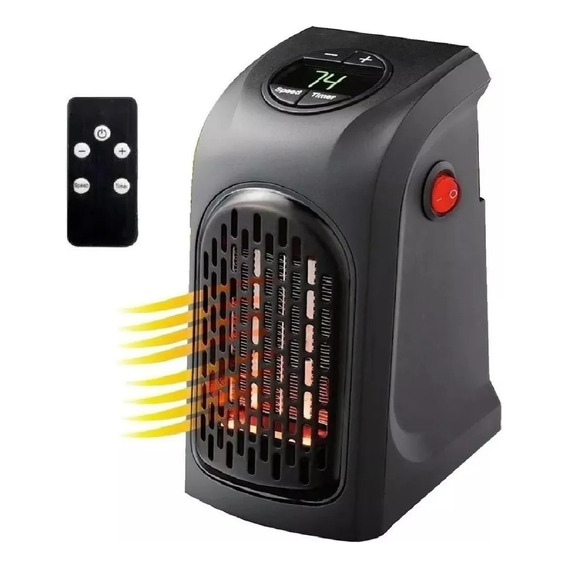 Calefactor Portatil Termoventilador C/control400w Calentador Color Negro