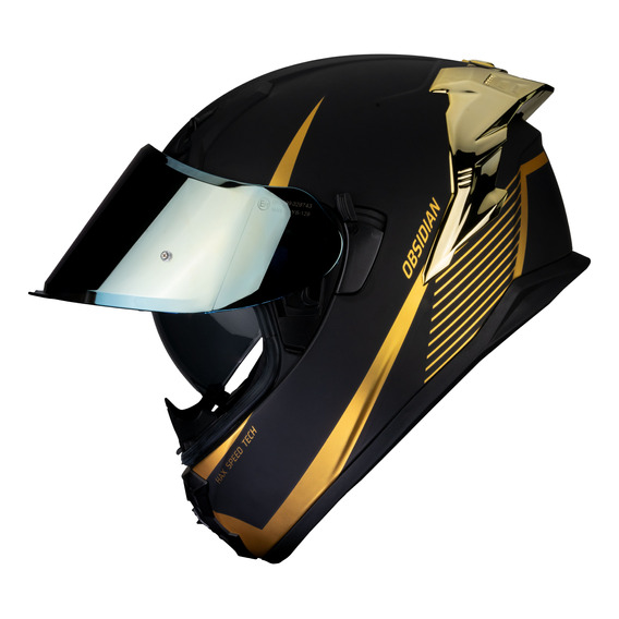 Casco Moto Hax Obsidian 2.0 Black Gold Dot + Ece 22.06