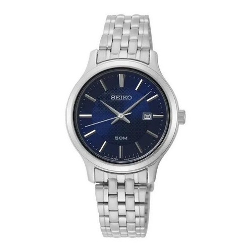 Reloj Seiko Dama Neo Classic Sur651p1 Wr 50m  Casiocentro Color De La Malla Plateado Color Del Bisel Plateado Color Del Fondo Azul