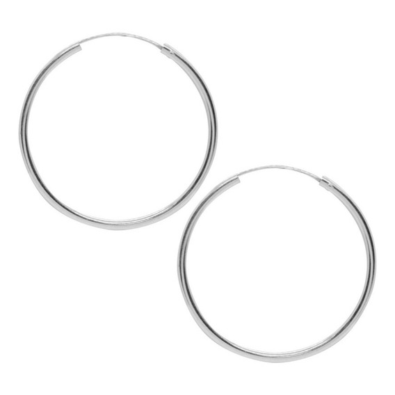 Aros Argolla Lisa Dama 45 Mm Tubo Plata Ley 925 + Caja