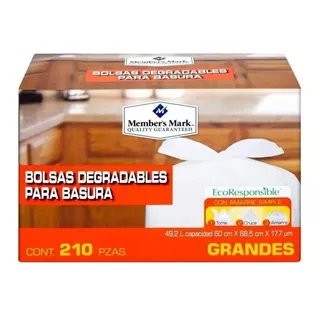 Bolsas De Basura Grandes Member´s Mark (210 Bolsas) De 49.2l Color Blanco