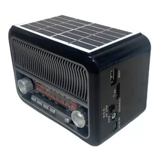 Radio Multifuncional 3 Bandas Recargable Panel Solar Color Negro